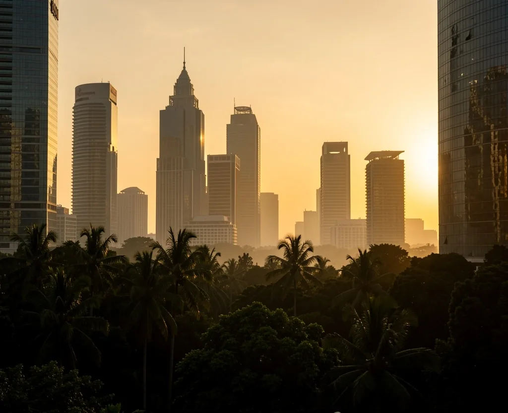 Jakarta urban environment at dusk