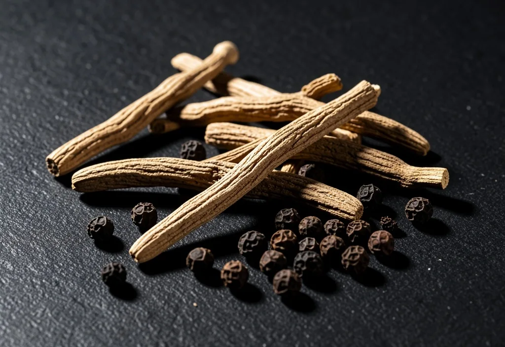 Natural supplement ingredients on a dark surface